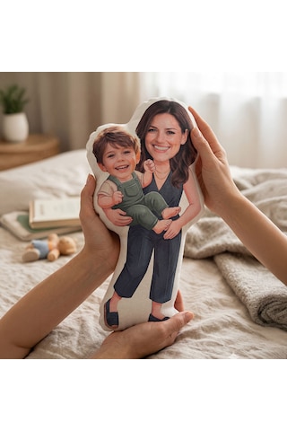 Bk Gift Kişiye Özel Anne&çocuk Tasarımlı Bebek Yastık -1, Anneler Günü Anneye Çok Renkli