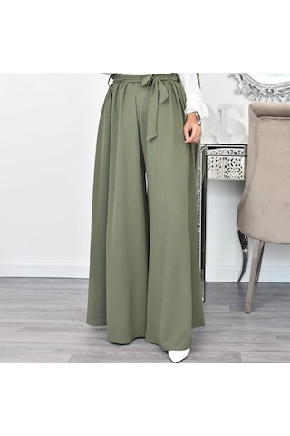 Barbora Keten Yazlık Günlük Kemerli Kadın Pantolon Şalvar Ln345haki2 001
