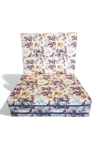 Katlanır Yer Yatağı - 90x190 10 Cm Kalınlık - Misafir Yatağı - Sünger Yatak Lila Çiçek Desen