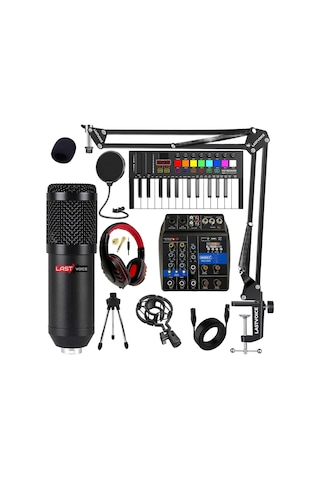 Stüdyo Ekipmanları Midi Live Paket -1 Ses Kartlı Mikser Midi Klavye BM800 Mikrofon Kulaklık
