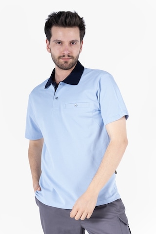 T-shirt %100 Pamuk Polo Yaka Fleto Cepli %100 Pamuk Gök Mavi