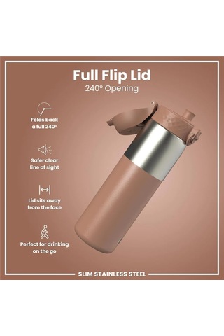 Lexroo Paslanmaz Çelik İnce Suluk - Mocha Kahve - 600 Ml - Sızdırmaz Çok Renkli