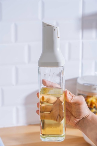 Acar Pnm-08018/24 Harlow Cam Dökme Yağdanlık - 500 Ml Beyaz - Şeffaf