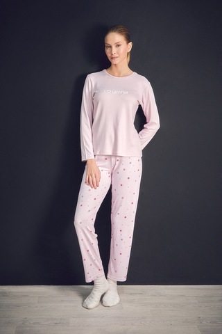 Fullamoda Yazı Baskılı Bisiklet Yaka 2 Li Pijama Takımı 24mıcg631216551-lila LILA