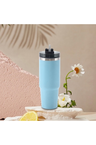 Suntek Magideal Hasır Ve Kapaklı Su Bardakları Paslanmaz Çelik Mavi-30oz