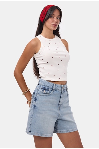 Itsbasic Kadın Ice 4s6-3 Relax Fit Midi Boy Esnek Kumaş Denim Şort Ice Rengi