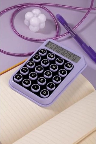 Renkli Işık Enerjili Hesap Makinesi - Günışığında Şarj 124-Pembe