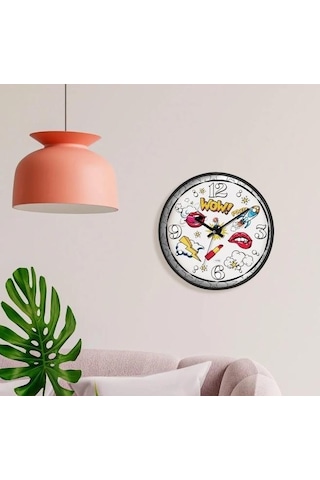 The Mia Duvar Saati Popart 30cm Dvs131 Çok Renkli
