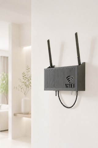 Duvara Asılabilir Wifi Vidalı Askı Yapışkanlı Modem Kutusu WiFi Router Rafı 25x15x6cm
