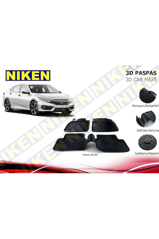 Honda Civic Fc5 Uyumlu 3D Havuzlu Paspas 2016+ Niken