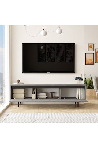 Robinhome Robin Home Diego Tv Ünitesi Tv Sehpası Metal Ayaklı 160Cm Beton-S