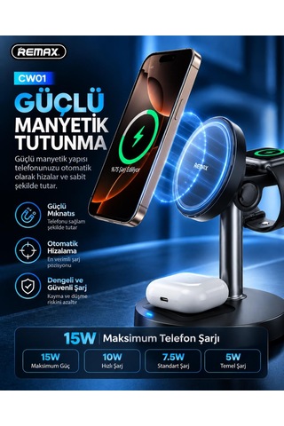 20,5w Masaüstü 3 Ü 1 Arada Manyetik Kablosuz Şarj