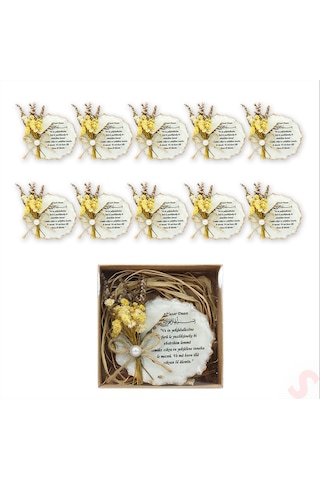 Kutulu Ve Süslü 6,50 Cm Epoksi Magnet, Altın - 10 Adet Altın