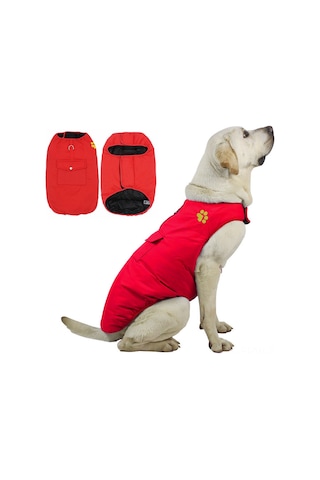 Maiyame Kışlık Çift Taraflı Köpek Montu, Isı Sağlar, Su Geçirmez, Reflektörlü, Büyük Irklar İçin, Stokta, Xs 1-2 Kg , Kırmızı Diğer