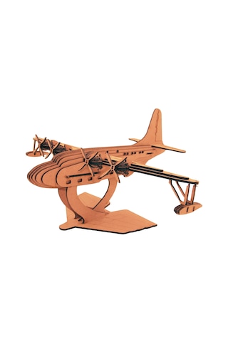 Vintage Hidroplan 3d Ahşap Maket 218 Parça Lazer Kesim Mdf Kolay Montaj Koleksiyonluk Uçak Maketi