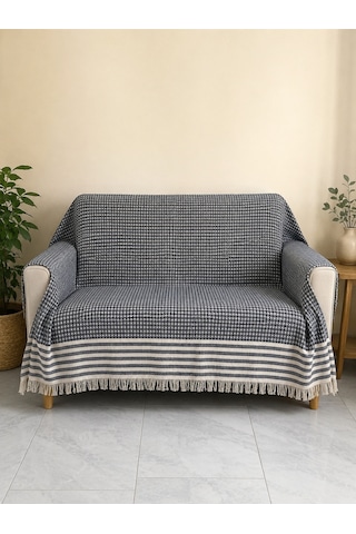 Pamuk Koltuk Örtüsü Tek Kişilik Pike Çok Amaçlı Örtü 170x210 Lacivert