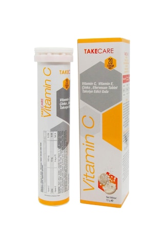 Takecare Vitamin C 1000 MG Çinko ve Vitamin E İçeren Takviye Edici Gıda 20 Efervesan Tablet