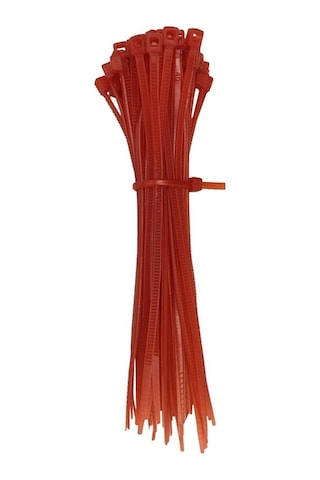 Homyl 100 Adet Kendinden Kilitli Naylon Kablo Bağı Plastik 4x150mm-kırmızı