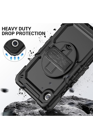 Samsung Galaxy Uyumlu Tab A9 8.7 İnç Sm-x110 Kılıf Askılı Zırh Tank