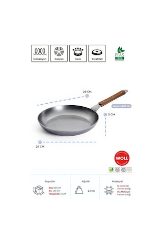 Woll Carbon Steel Kızartma Tavası 28 Cm Gümüş