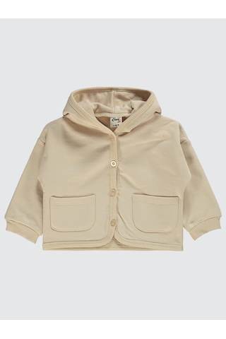 Civil Baby Kız Bebek Kapüşonlu Hırka 6-18 Ay Bej Bej