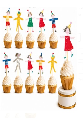 El Ele Tutuşan Çocuklar Parti Bannerı 3 Metre + 10 Adet Cupcake Kürdan Seti Doğum Günü Süsü Dekorasyonu Tüm Yaşlar