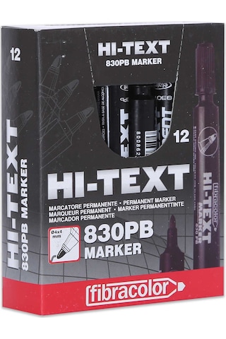 Hi-Text 830PB Yuvarlak Uçlu Siyah Koli Kalemi 12 Adet