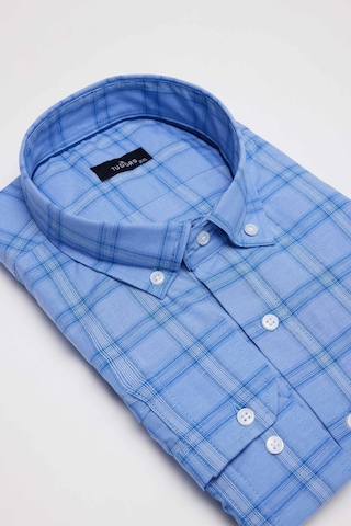 Tudors Büyük Beden Düğmeli Yaka Kareli Pamuklu Erkek Gömlek-31473-çok Renkli