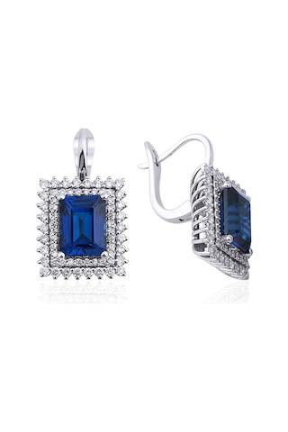 7.90 Karat Safir Pırlanta Küpe