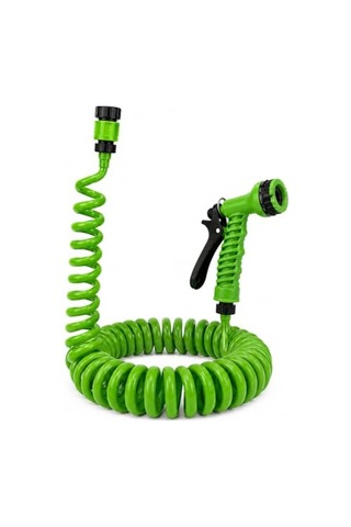Orret Home 15 Metre Spiral Bahçe Sulama Hortumu Seti, 7 Fonksiyonlu Sprey Tabancalı Uzayabilir Kompakt Hortum,pratik B