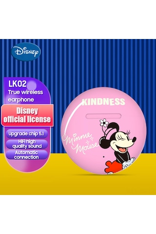 Jeemson Disney Lk02 Kulak İçi Bluetooth 5.1 Kulaklıkları - Hıfı Ses Kalitesi, Spor İçin, Type-c Şarj Kutusu, Pembe Mickey