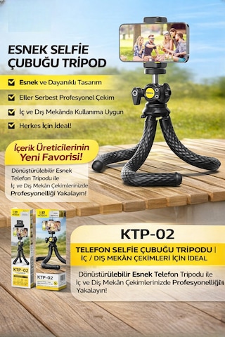 Ktp-02 Profesyonel Fotoğraf Ve Video Çekimi 360 Tripod Telefon Tutucu