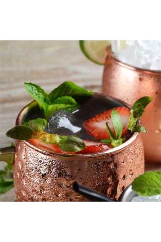 Kosona 530ml Paslanmaz Çelik Gümüş Mavi Yassı Yüzeyli Moskova Mül Espresso Bardağı Kokteyl Bardağı İçecek Bardağı