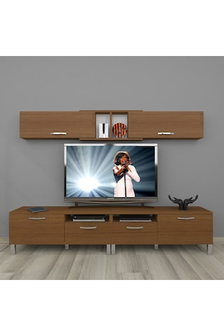 Decoraktiv Eko 5220 Mdf Krom Ayaklı Tv Ünitesi Tv Sehpası Ceviz