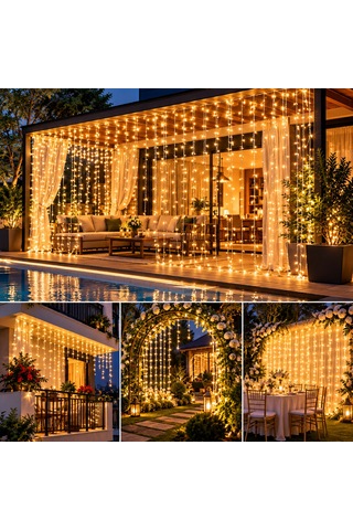 Ack Flashlı Led Perde Yılbaşı Süsü Dış Mekan Lüks Seri 200cm 200cm 65w3000k As90-00300f