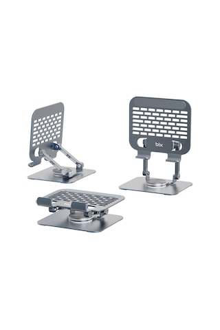 Bix Ps01 360 Dönebilen Isı Dağıtımlı Katlanabilir Metal Tablet Standı Apple Uyumlu iPad Tutucu Gri