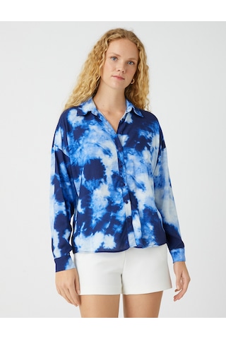 Koton Batik Görünümlü Gömlek Lacivert Desenli 2sak60195cw
