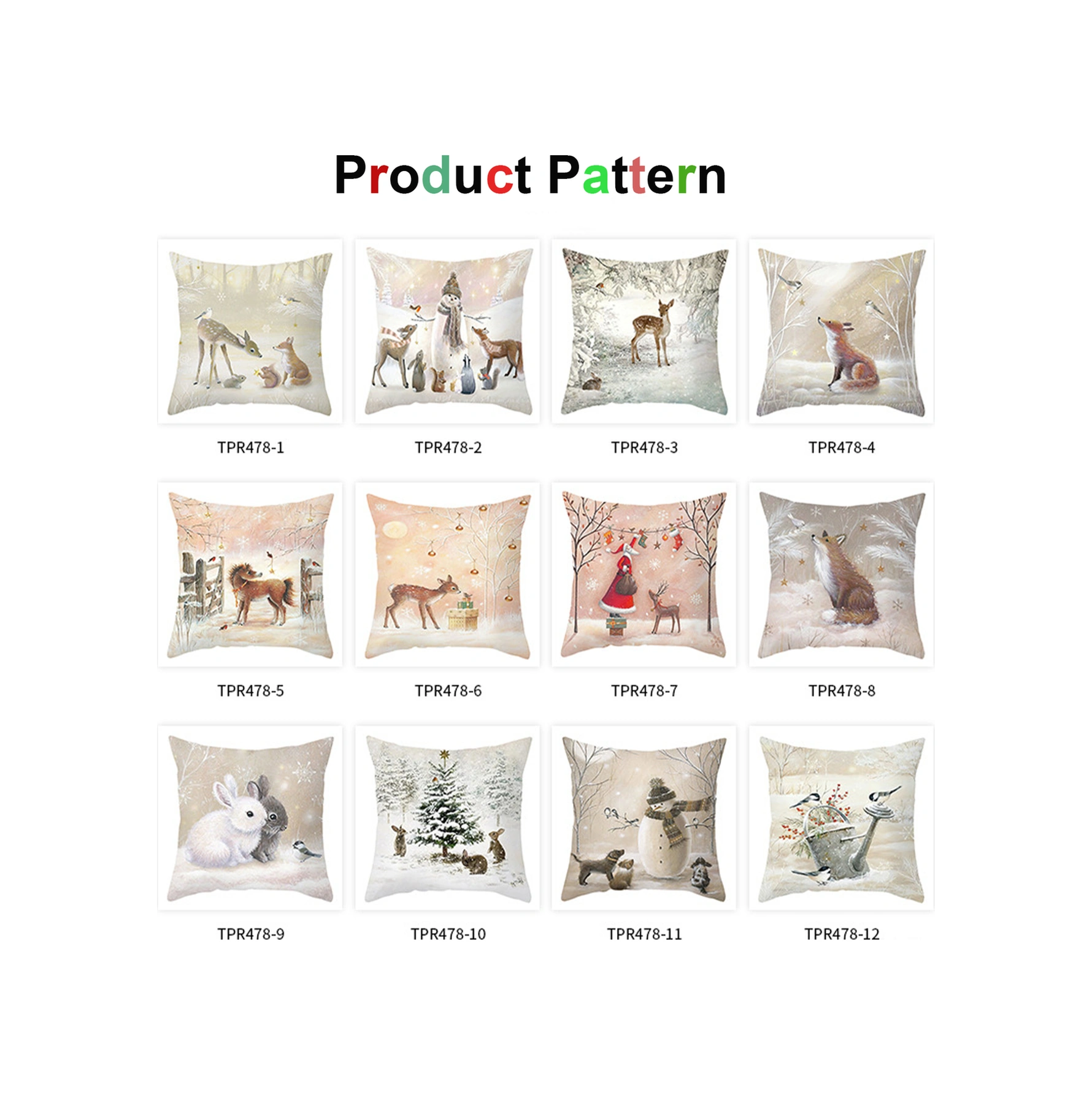 Hombey Noel Temalı Dijital Baskılı Kayısı Derisi Yastık Kılıfı 45x45cm Yastık İçi Yok Tekli Paket Tpr478-9 Diğer