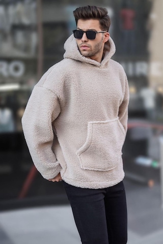 Madmext Bej Oversize Peluş Erkek Sweatshirt 6160-bej Bej
