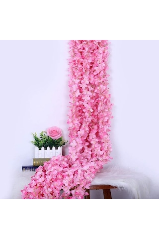Yapay Çiçek Dolanan Sarkan Ortanca Çiçekli 100 Cm Pembe