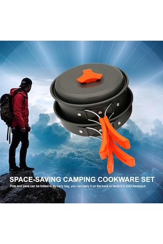 Katlanır Kamp Tencere Seti Turuncu Diğer