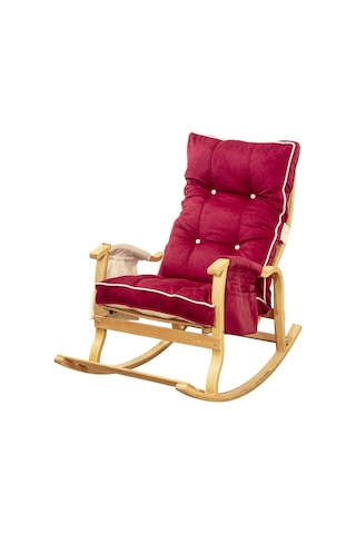 Evoke Lüx Ahşap Çift Minderli Çift Cepli Sallanan Sandalye Fuşya-krem Fuşya - Krem