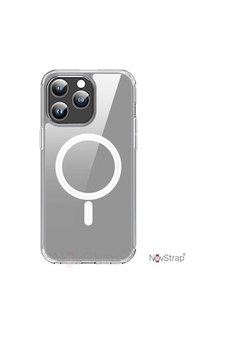 Novstrap Apple Uyumlu iPhone 15 Pro Max İle Kılıf Şeffaf Magsafe Destekli Kamera Korumalı Kapak