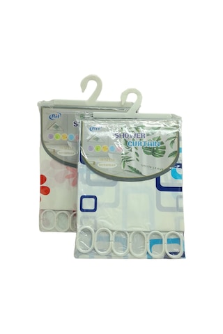 Çif Kanat Pvc Banyo Perdesi 2 Parça X 90x180cm - 12 Halkalı 5047 Renkli