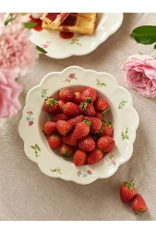 Roomi Çiçek Desenli 19,5 Cm Yemek Tabakı 220 Ml 168299148 Beyaz