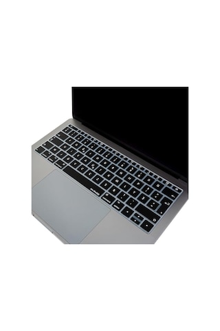 F Klavye Laptop Apple Uyumlu MacBook Pro Kılıf Daktilotip Baskı 12inç A1534-13inç A1708 İle Siyah