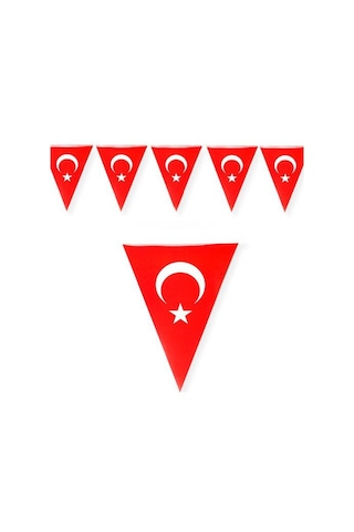 Türk Bayrağı Ay Yıldız Üçgen İpli Flama Bayrak-1 Adet 100 X 10 Cm