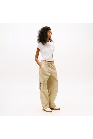 Tommy Hilfiger Loose Cargo Kadın Krem Pantolon Dw0dw20995 Krem