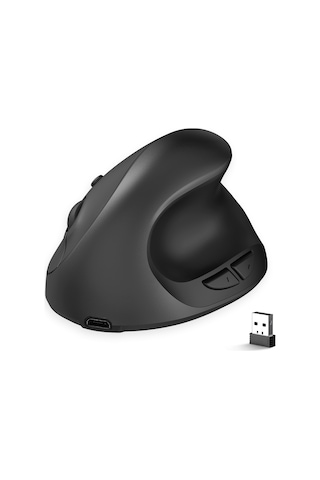 Hxsj X10 2.4g Kablosuz Dikey Fare Ergonomik Fare 3 Aşamalı Ayarlanabilir Dpı Dahili 600mah Şarj Edilebilir Lityum Pil Siyah 001