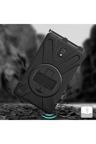 Samsung Uyumlu Galaxy Tab Active 3 T570 T575 T577 Kılıf Defender Standlı - Siyah